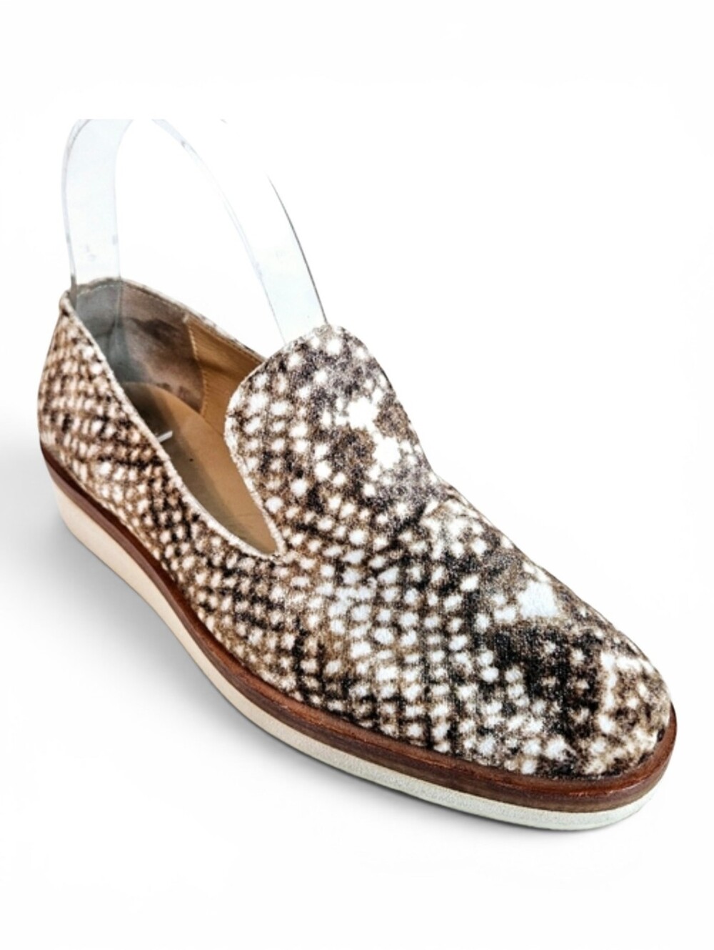 Free People Snake Eyes Brown Velvet Wedge Loafers Slip On EU 37 Boho Chic